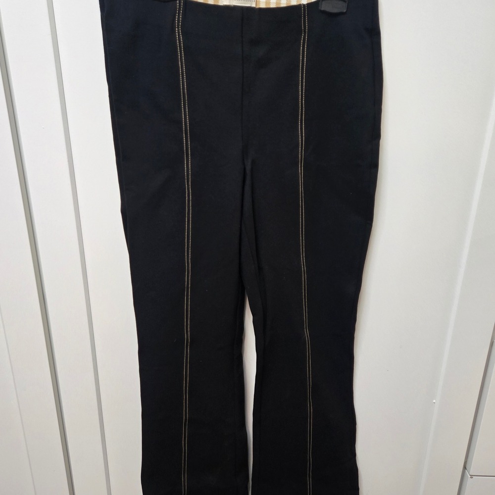 Anthropologie The Essential Crop Flare Black Pants XS Contrast Stitch RN66170
